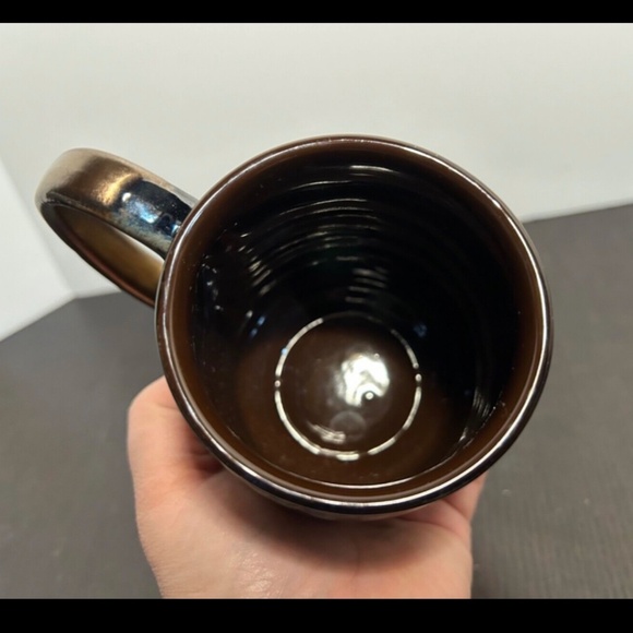 La Rochelle Artisan Crafted Stoneware Coffee Mug Blue & Metallic Gold/Bronze - Picture 8 of 10